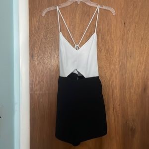Cut-out front black and white romper
